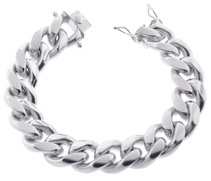 Men039s Chain 357911mm Stainless Steel Bracelet Silver Curb Cuban  Link 711034  eBay