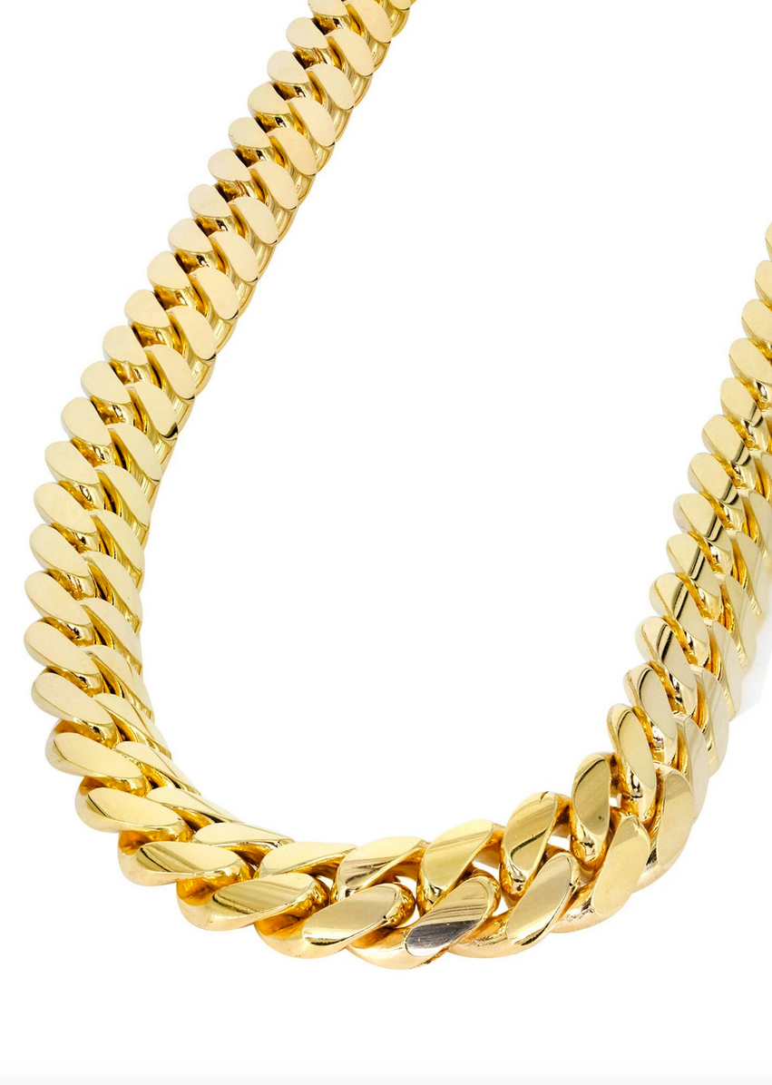 12mm - Cuban Link Chain - 14K Gold Bonded